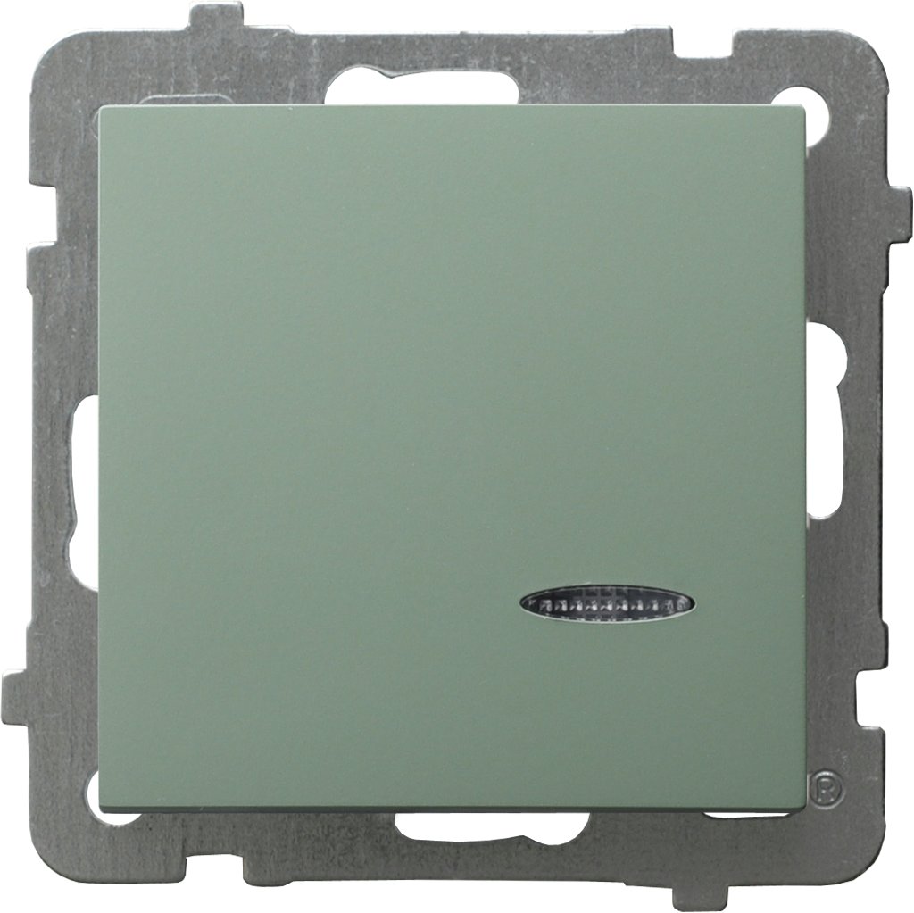 AS Łącznik jednobiegunowy z podświetleniem niebieskim zielony mat ŁP-1GS/m/84