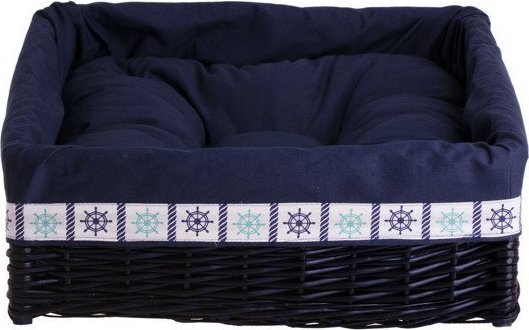 WickerPL BRAN WIKLINOWE PROSTOKĄTNE LEGOWISKO DLA PSA Z PODUSZKĄ 60X50 H18 CM