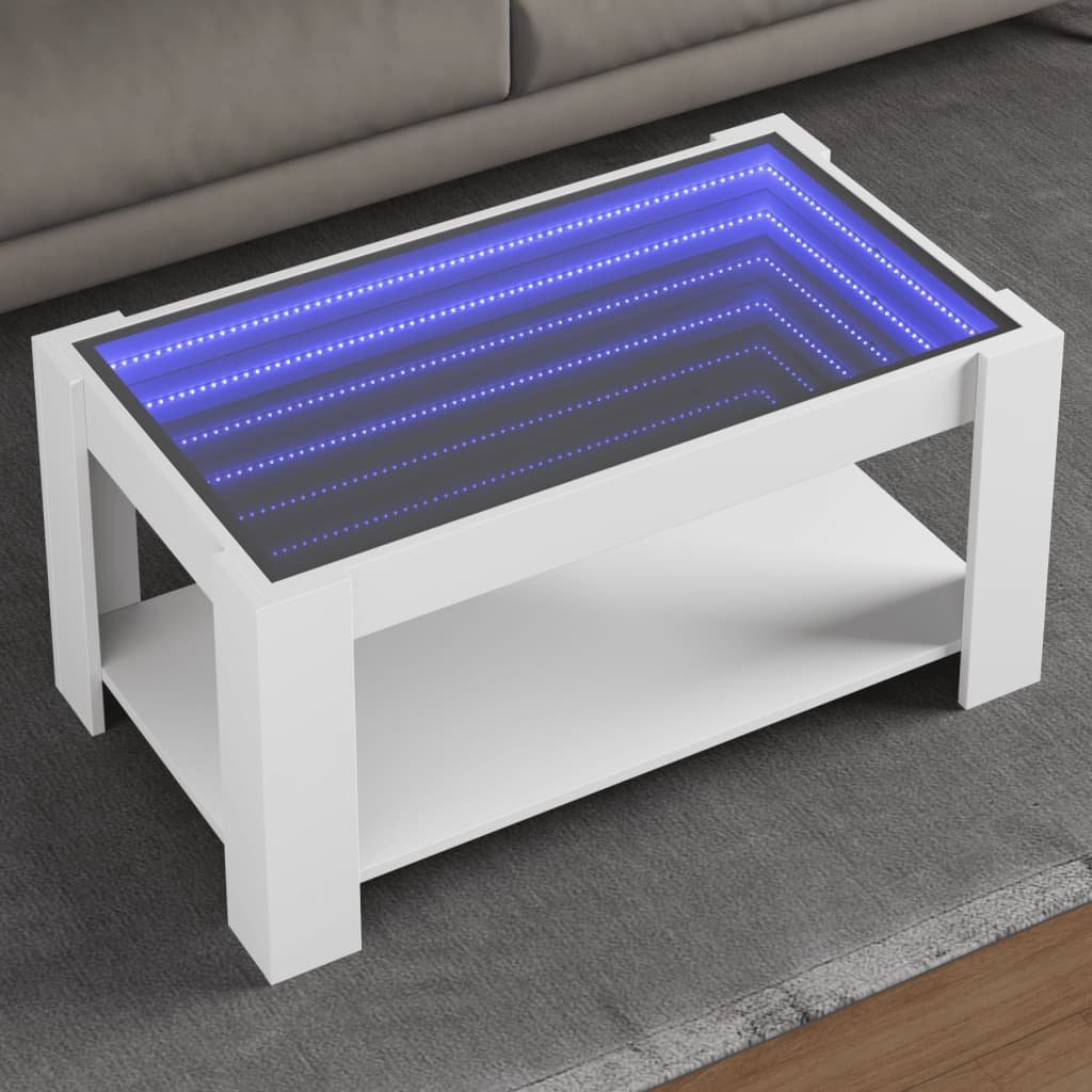 vidaXL vidaXL Stolik kawowy z LED, biały 93x53x45 cm, materiał drewnopochodny