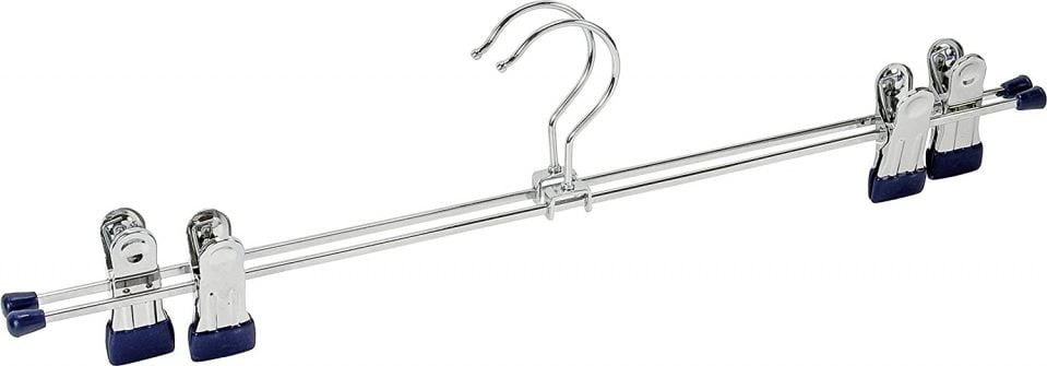 Wenko wieszak na ubrania Zatrzask 40 stalowy 17 cm srebrny/niebieski 2 sztuki