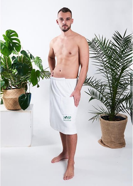 Yeye Kilt męski pareo do sauny 100% bawełna Biały S/M