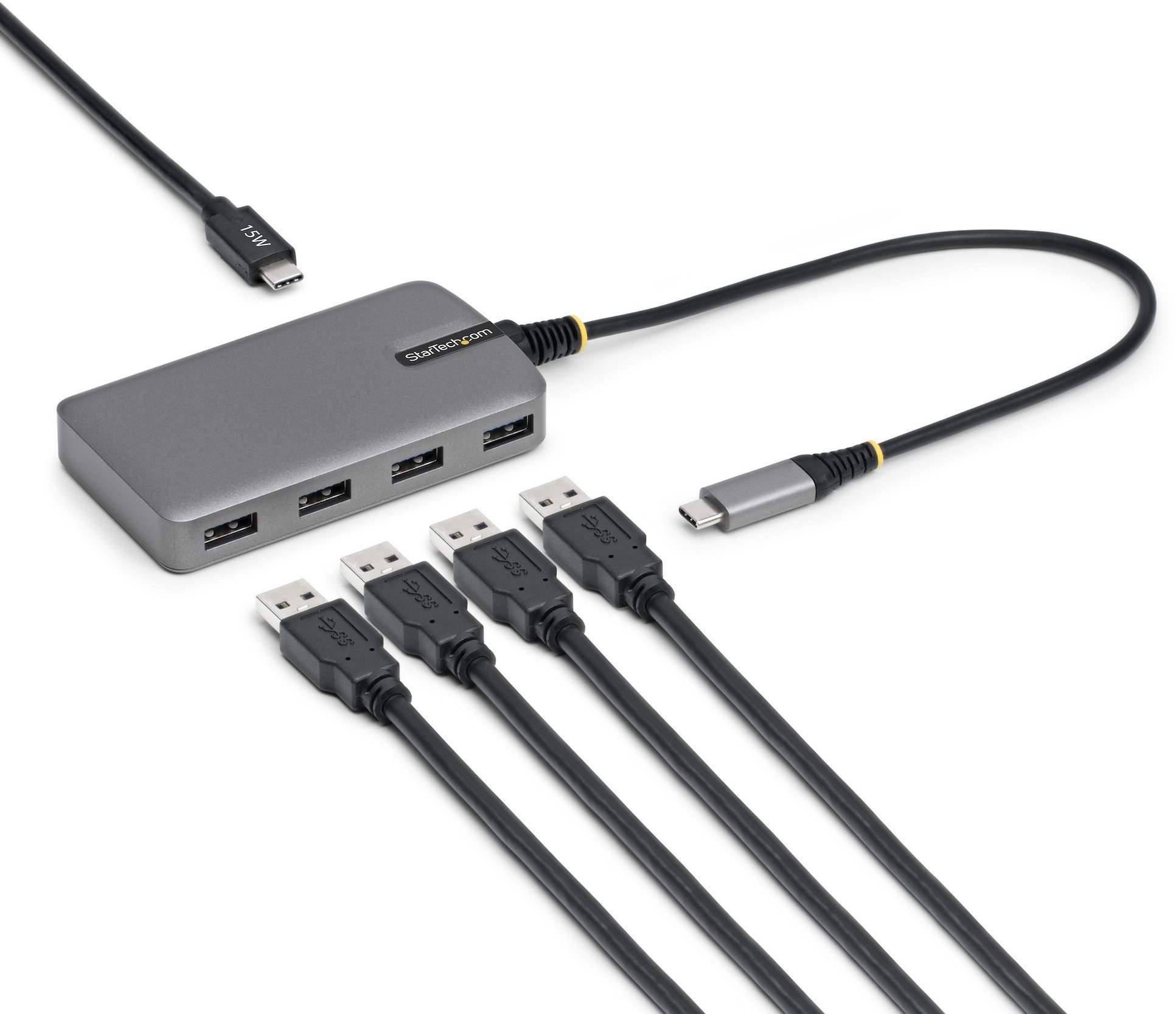 STARTECH.COM 4-Port USB-C Hub 5Gbps Busbetrieben USB-C zu USB-A Hub USB C-Netzteil Port 30cm Kabel Reisehub USBC auf A Adapter