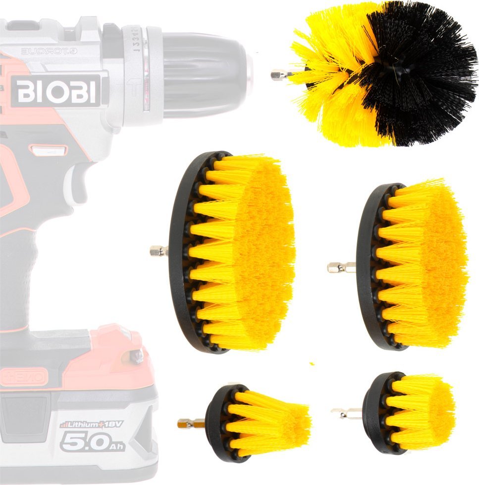 KIK Szczotki na wiertarkę wkrętarkę sprzątające czyszczące wielozadaniowe zestaw 5 sztuk