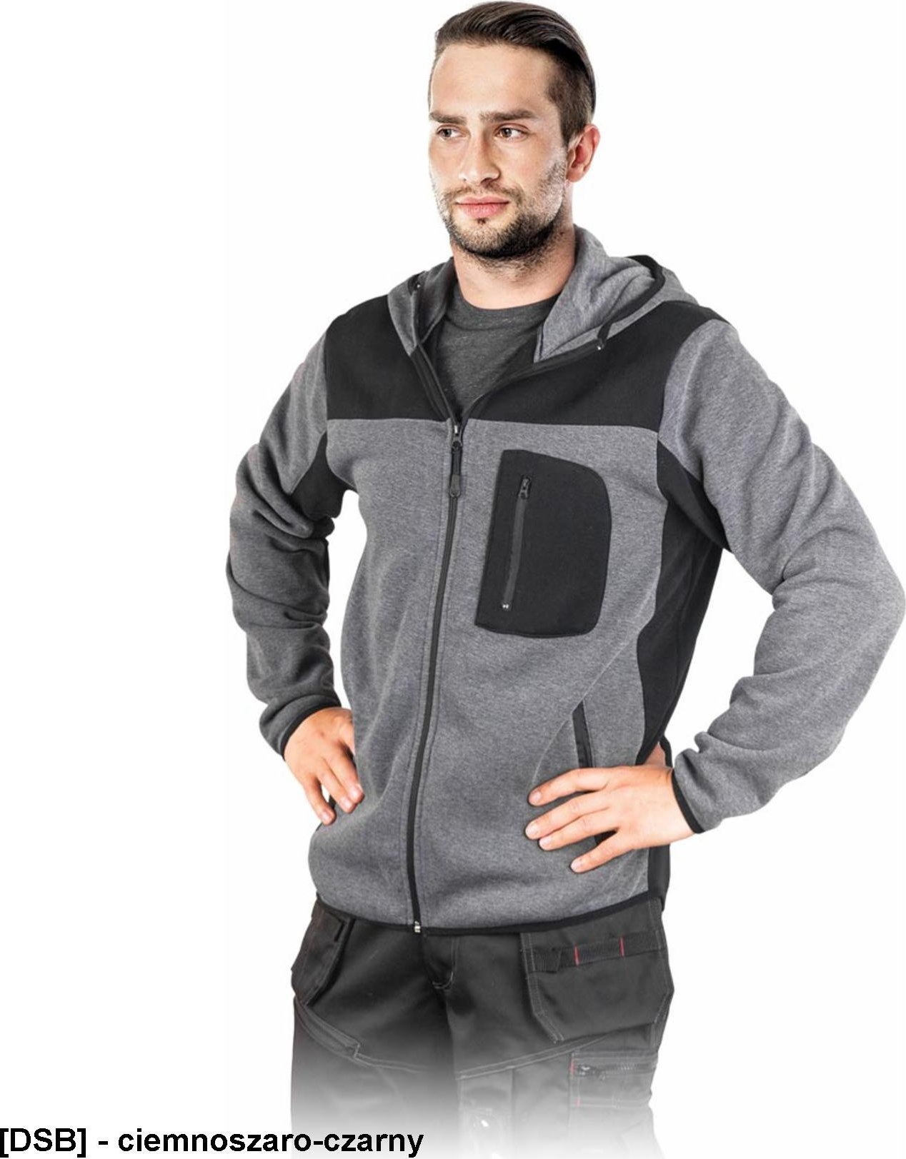 R.E.I.S. LH-SCOT - Bluza ochronna z kapturem - jasnoszaro-czarny 3XL