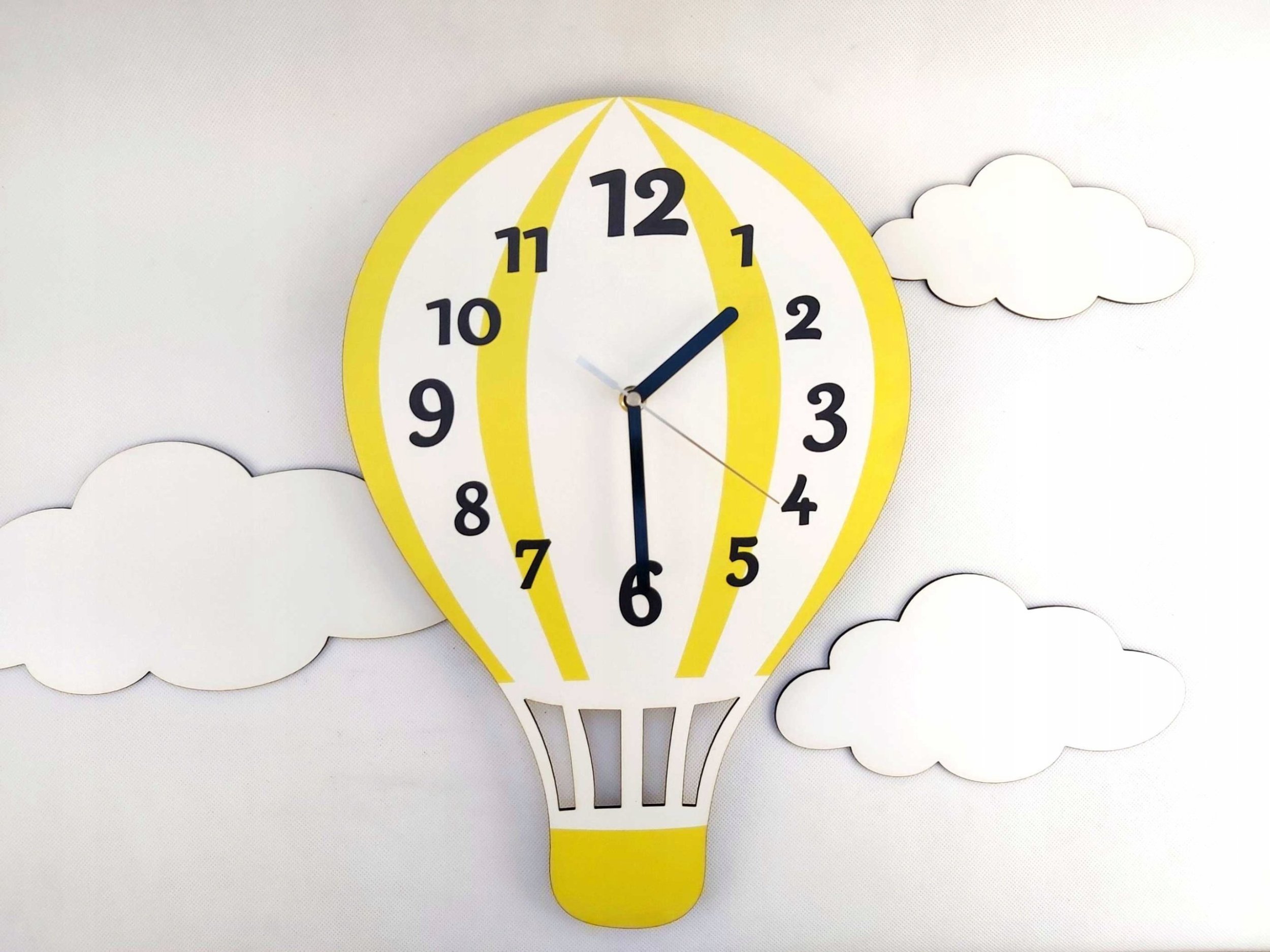 naSciane Zegar ścienny BALON chmurki styl skandynawski żółt