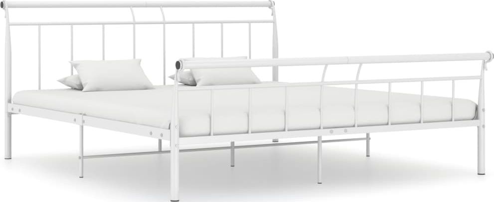 vidaXL Rama łóżka, biała, metalowa, 160 x 200 cm