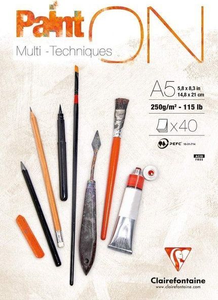 Clairefontaine Clairefontaine blok Paint On, A5, 40 ark. 250g /4 uniw