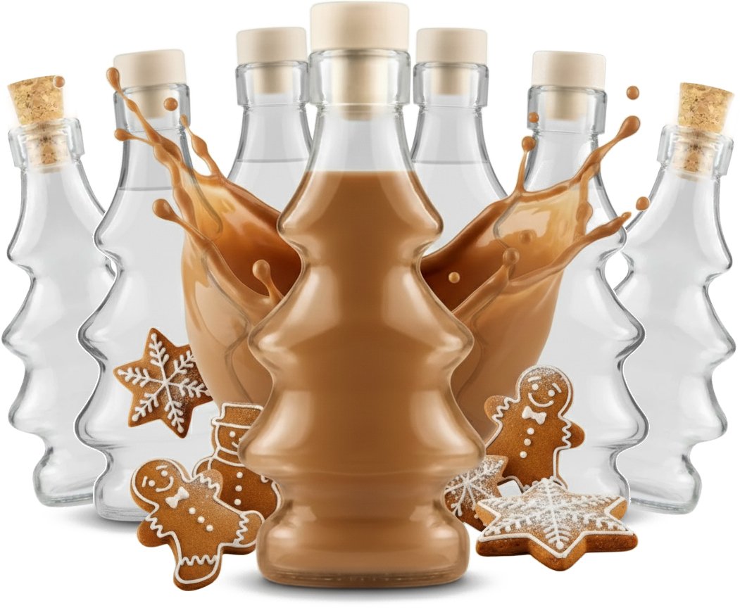 20x BUTELKI SZKLANE CHOINKA 3D 100ml BUTELKA NA SYROP NALEWKI SOK ŚWIĘTA