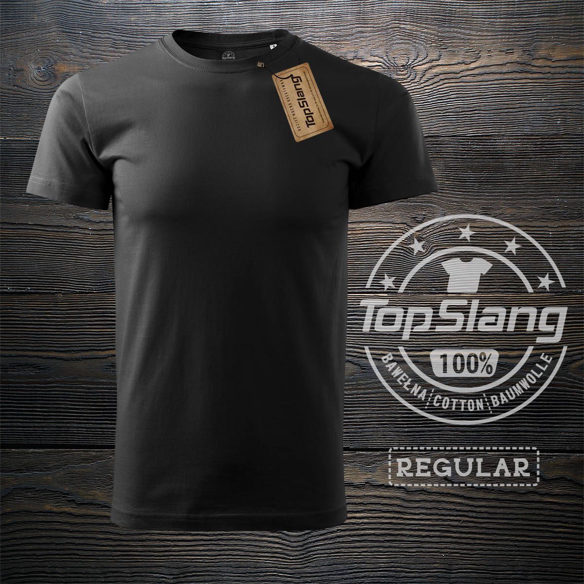 Topslang Topslang koszulka męska bawełniana czarna t-shirt męski czarny REGULAR L