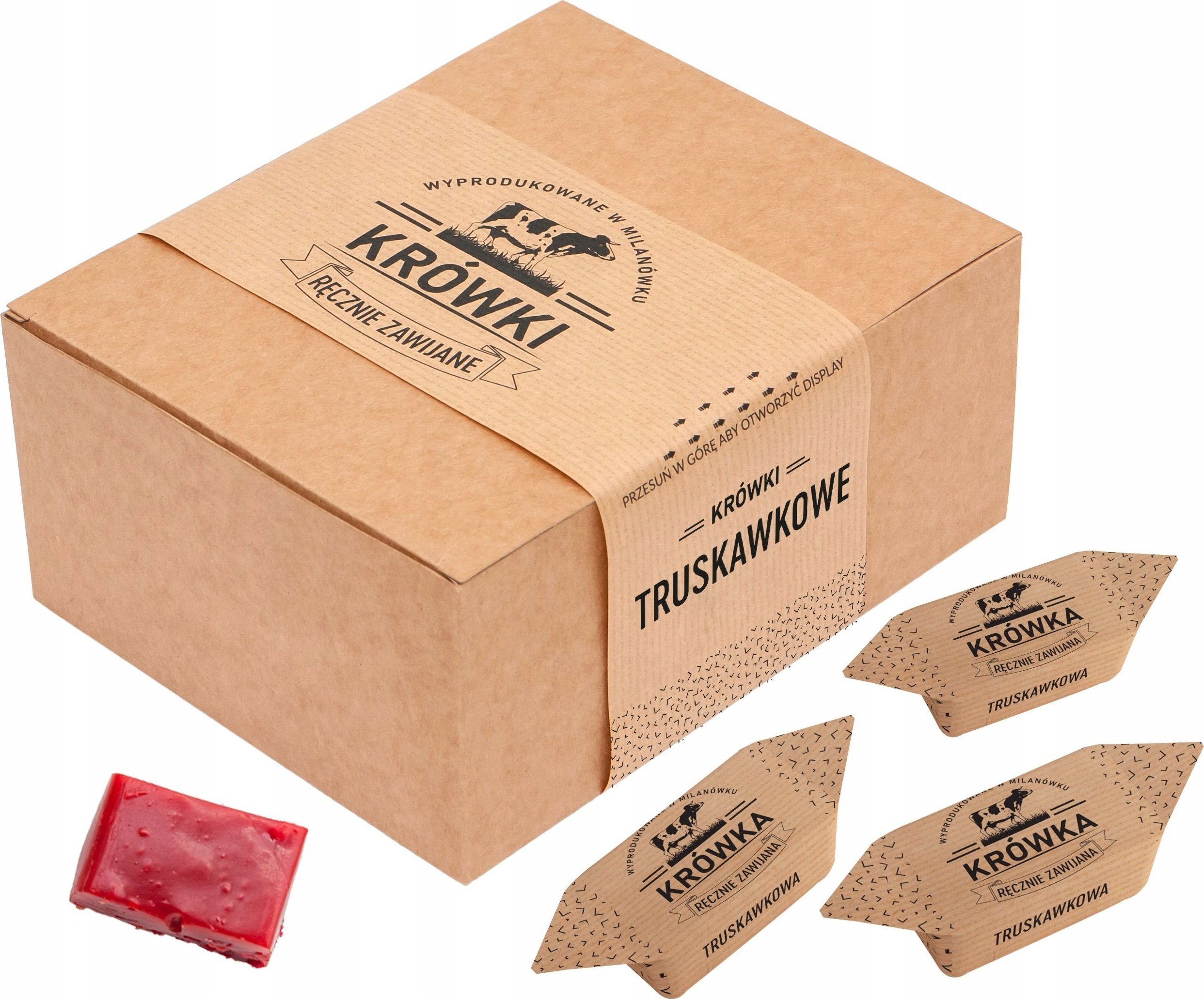 B&B Słodycze z Pomysłem Krówki ciągutki truskawkowe w pudełku 1kg