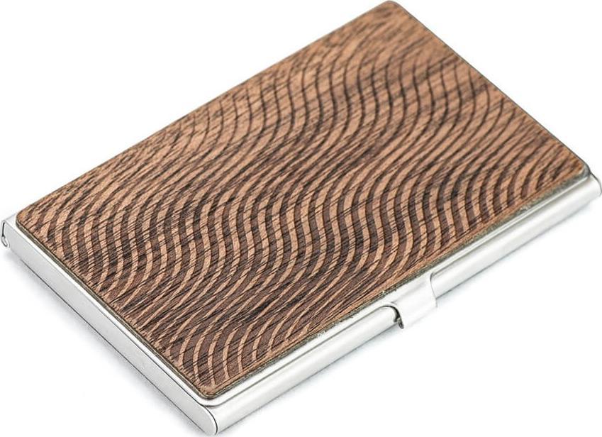 BeWood Drewniany Wizytownik Inox Fale Merbau