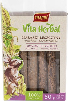 Vitapol Vita Herbal Przysmak dla gryzoni i królika Gałązki leszczyny 50 g