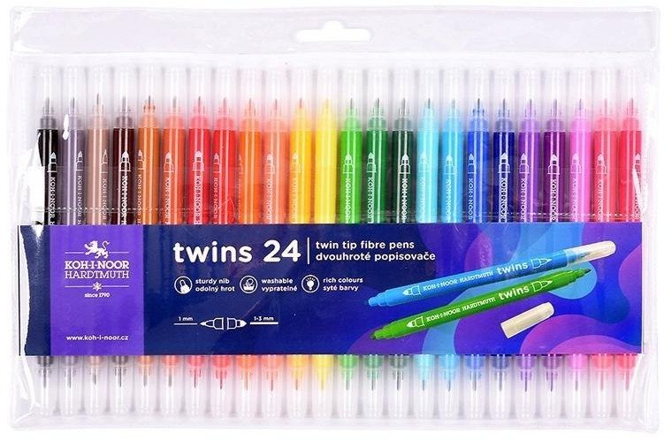 Flamastry dwustronne 24 kolory