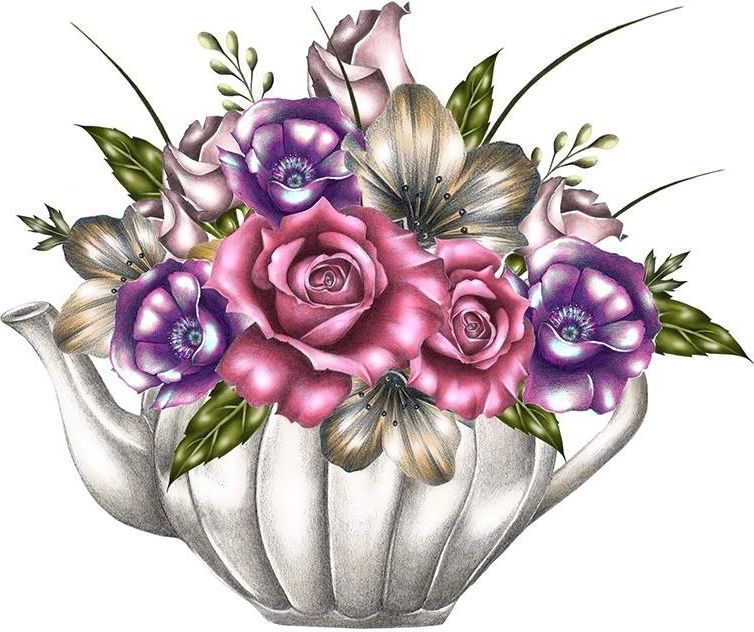 Clear Creation Karnet Swarovski kwadrat CL0329 Kwiaty w imbryku