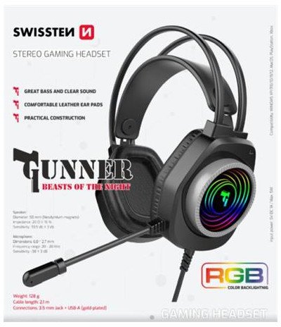 Swissten Gunner RGB Spēļu Austiņas