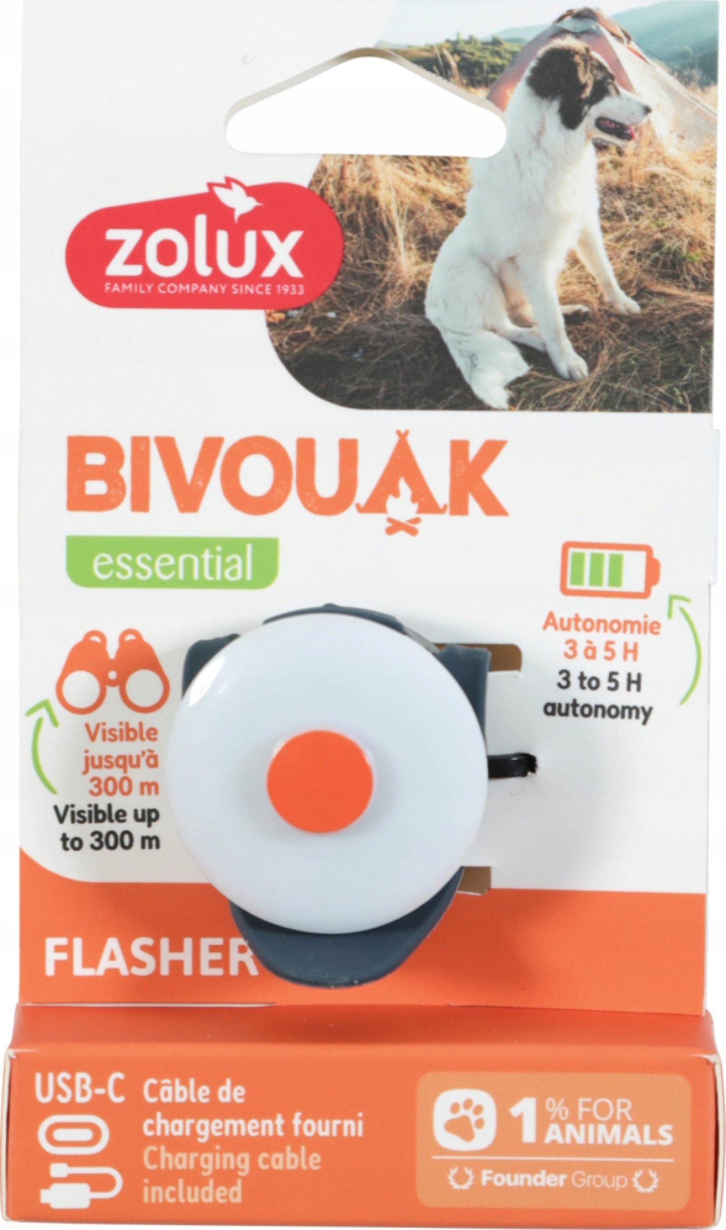 Zolux ZOLUX Świecąca zawieszka do obroży dla psa BIVOUAK niebieska na USB