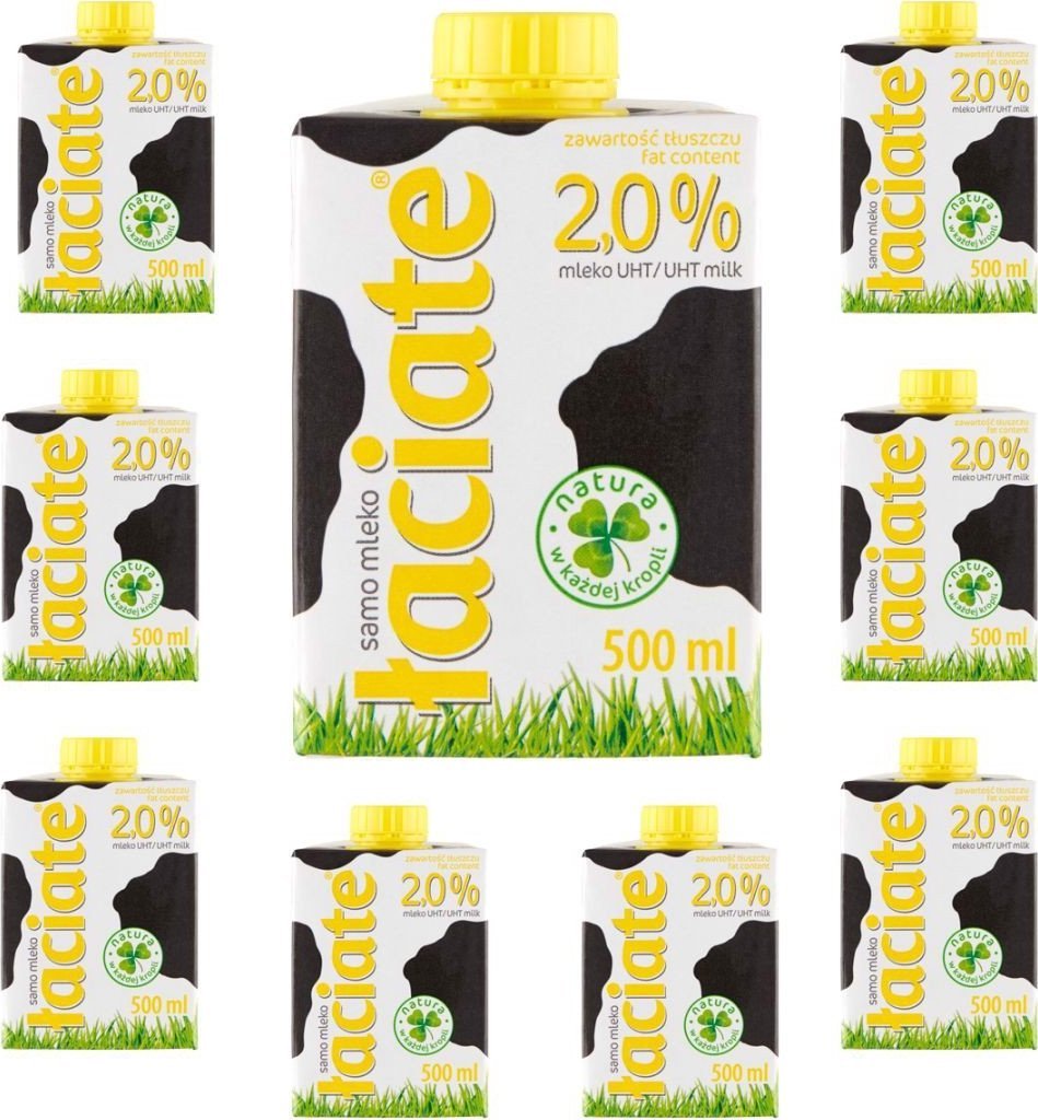 Łaciate Łaciate Mleko UHT 2,0 % 500 ml x 8 sztuk