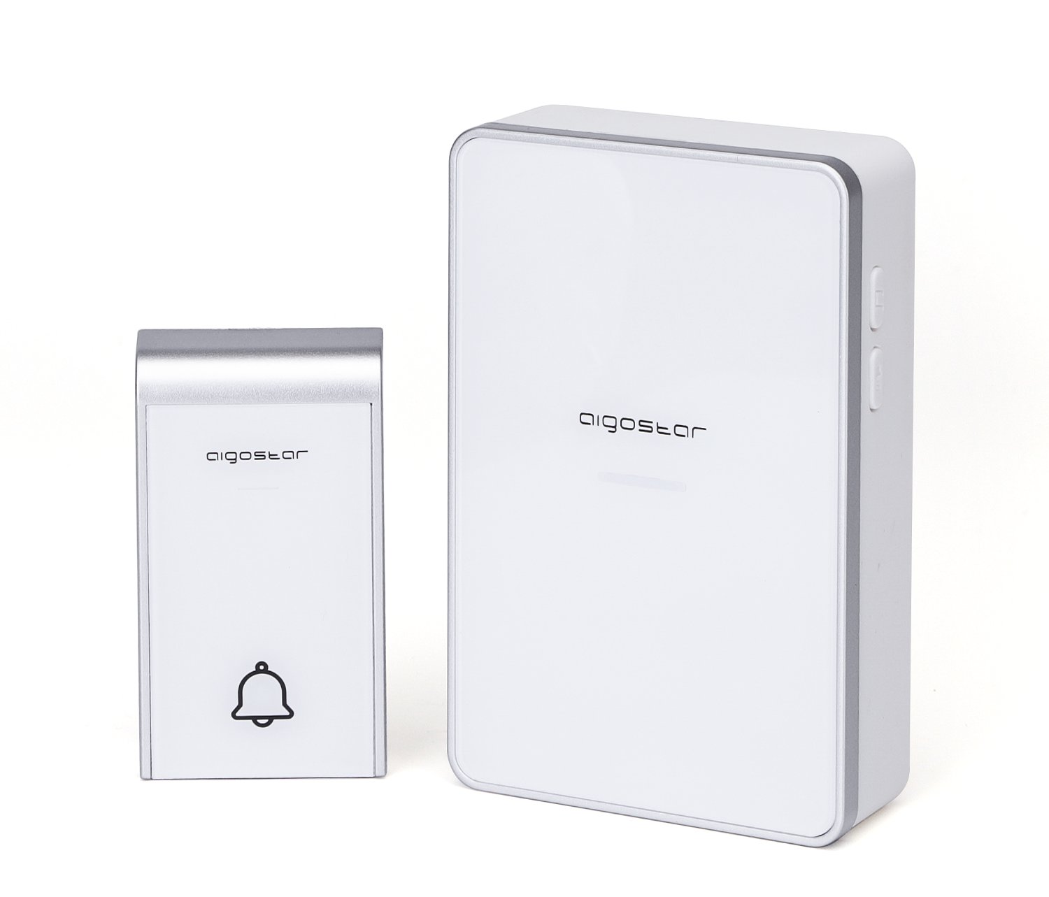 Bezprzewodowy dzwonek do drzwi na prąd stały biały i srebrny