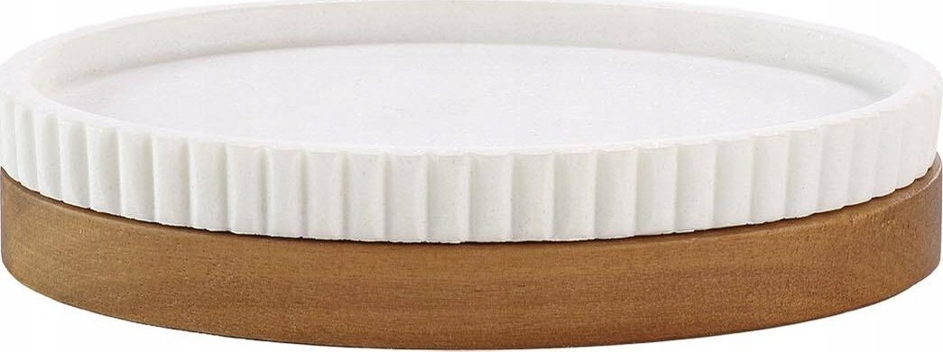 Douceur d`Interieur Prążkowana mydelniczka z podstawką z drewna akacji NIAGARA