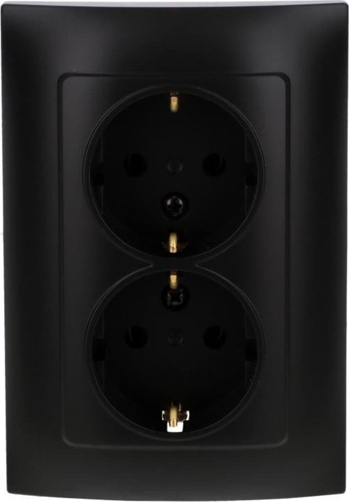 Kontakt-Simon Gniazdo wtyczkowe Kontakt-Simon Simon 10 CGSZ2/49 Schuko podwójne 16A, 250V~, zaciski śrubowe czarny mat