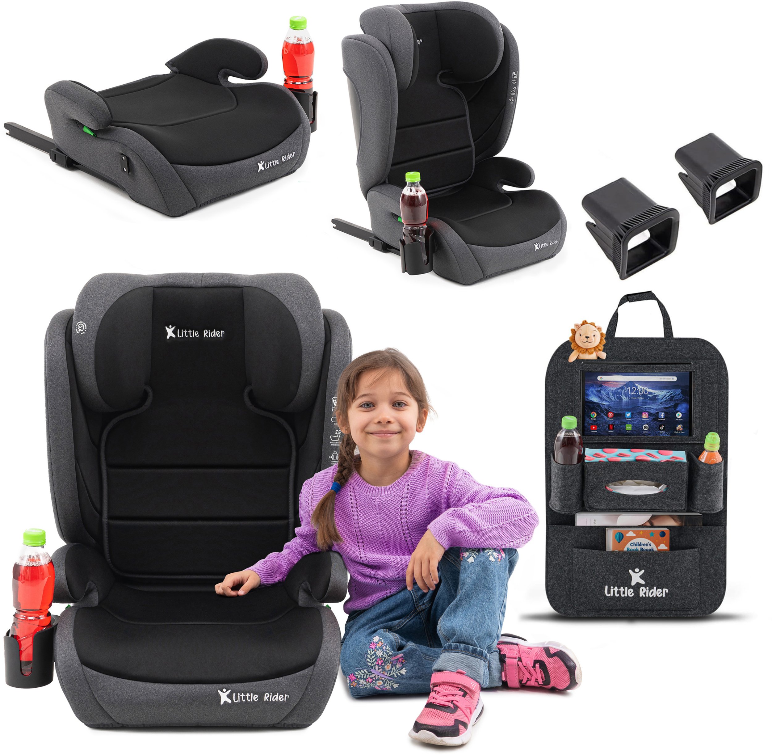 Fotelik samochodowy Monroe FOTELIK SAMOCHODOWY MODEL HUGO czarny-szary R129 100-150 CM ISOFIX