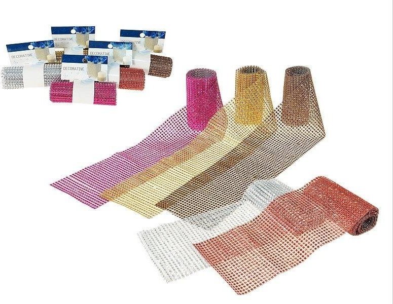 Taśma dekoracyjna, kryształki 120x12cm MIX