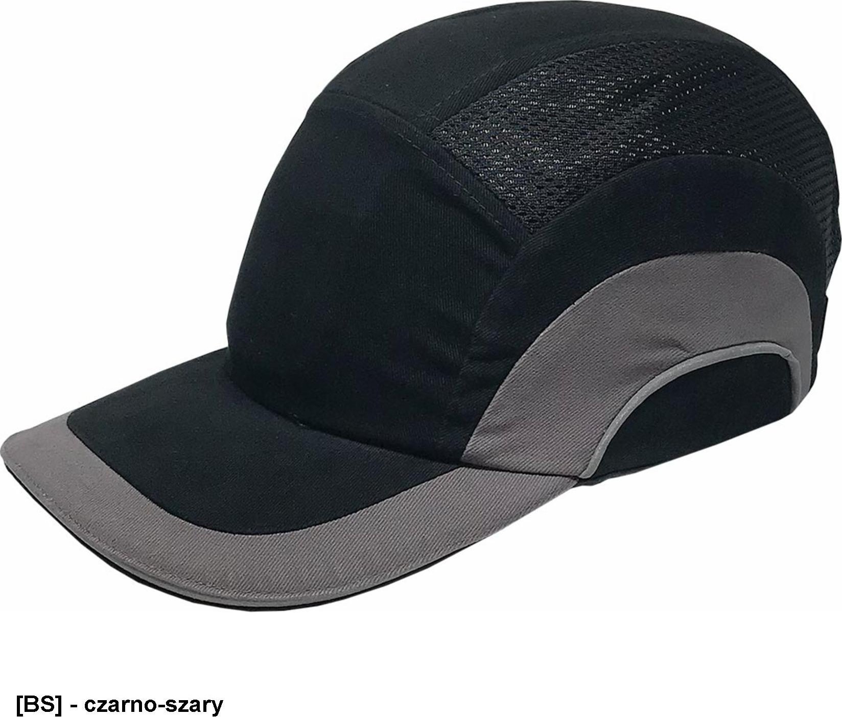 R.E.I.S. BUMPCAPMOVE - przemysłowy hełm lekki, materiał 100% bawełna, skorupa z ABS, odblaski - czarno-szary