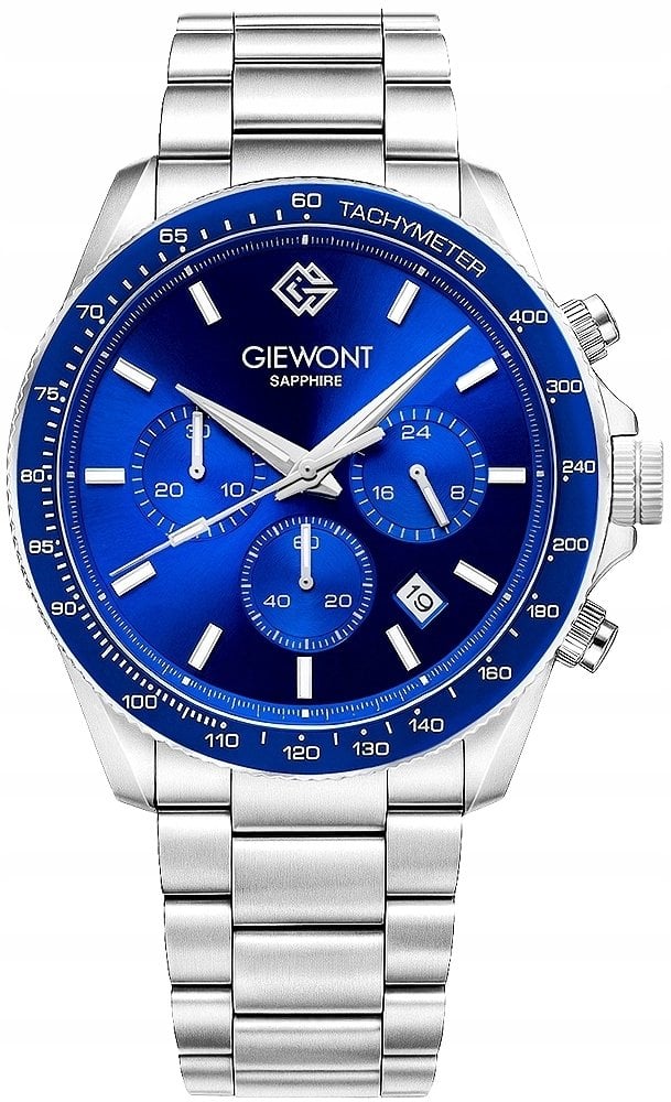 Zegarek Giewont Zegarek Męski Chronograph Sapphire Srebrno Niebieski GW3520-B3