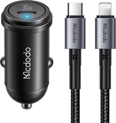 Ładowarka Mcdodo Ładowarka samochodowa Mcdodo CC-7492, USB-C, 30W + kabel USB-C do Lightning (czarna)