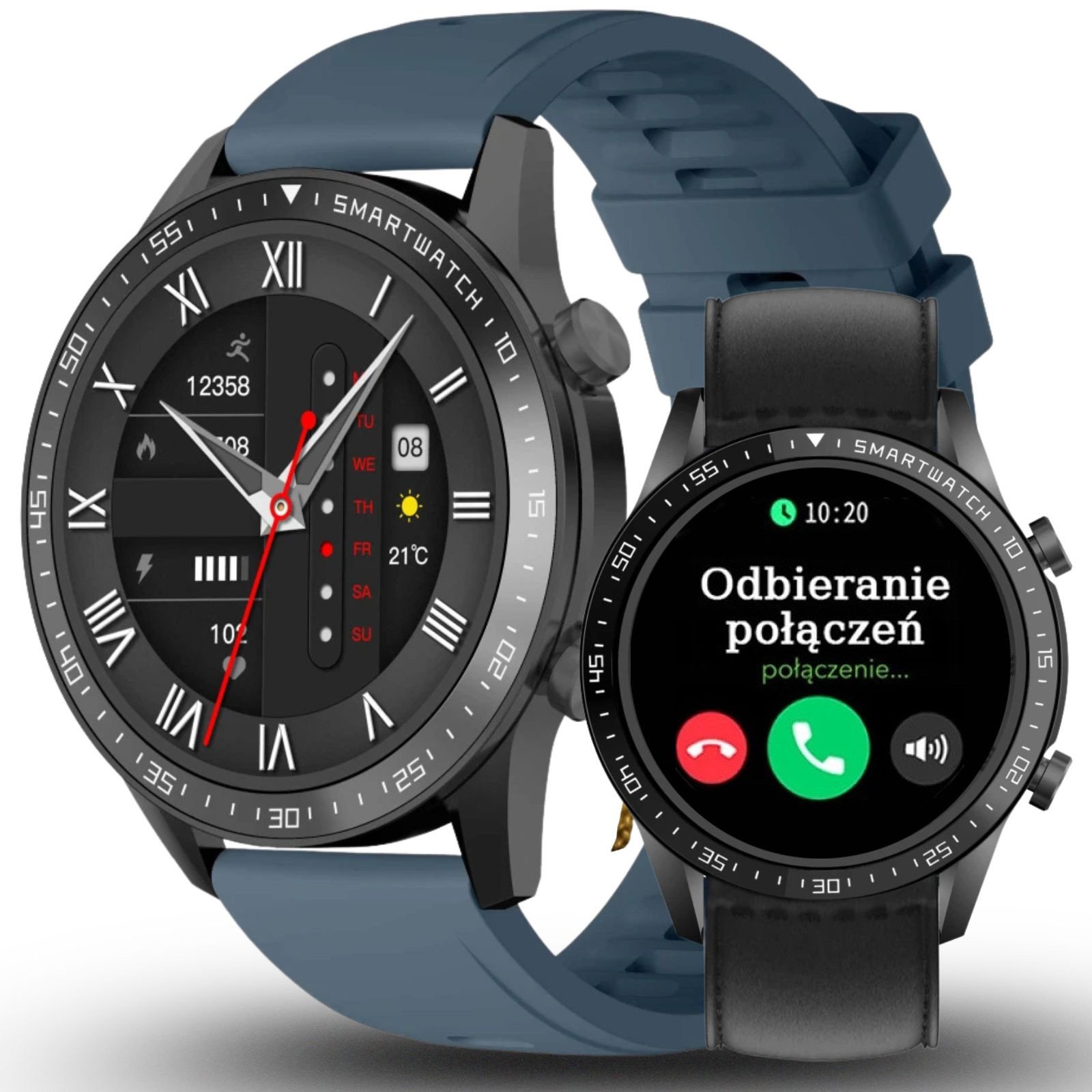 Zegarek męski SMARTWATCH GRAVITY GT10-5 BK/BU/BK leather PROF