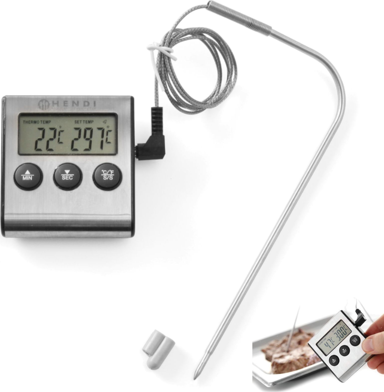 Hendi Termometr gastronomiczny do pieczenia z sondą i funkcją timera - Hendi 271346 Termometr gastronomiczny do pieczenia z sondą i funkcją timera - H