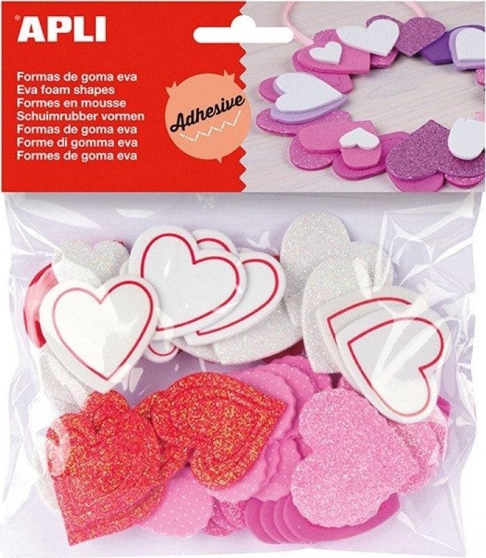 Apli Naklejki APLI Eva, z brokatem, serce, 52 szt.