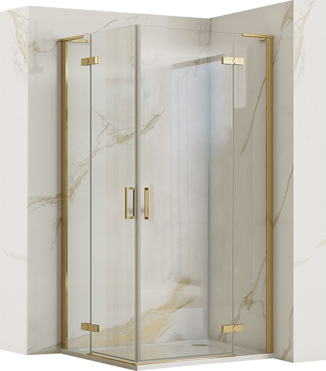 Rea Kabina Prysznicowa REA Hugo Double 90x90 Złota Szczotkowana