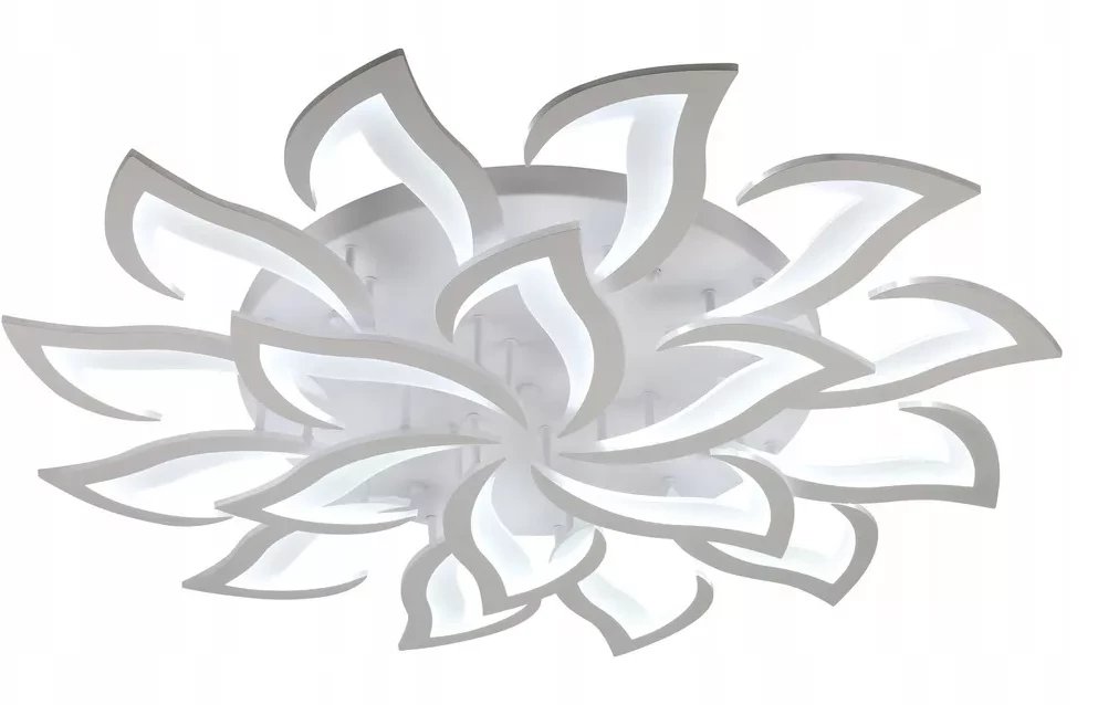 Duża Lampa Sufitowa Kwiat Lotosu Biała do Sypialni Żyrandol LED z Pilotem
