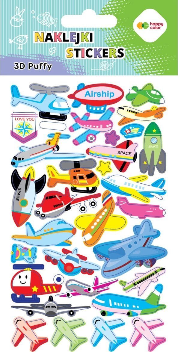 Naklejki 3D PUFFY-Aircraft, 10x20cm, Happy Color