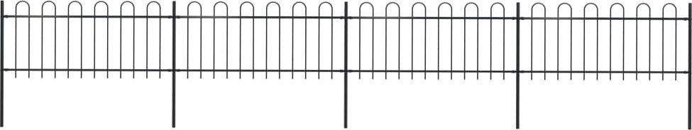 vidaXL Ogrodzenie z zaokrąglonymi końcami, stalowe, 6,8x0,8 m, czarne