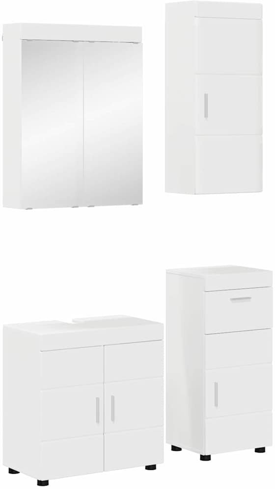 vidaXL Zestaw mebli łazienkowych z szufladą TULUM Wysoki połysk biały