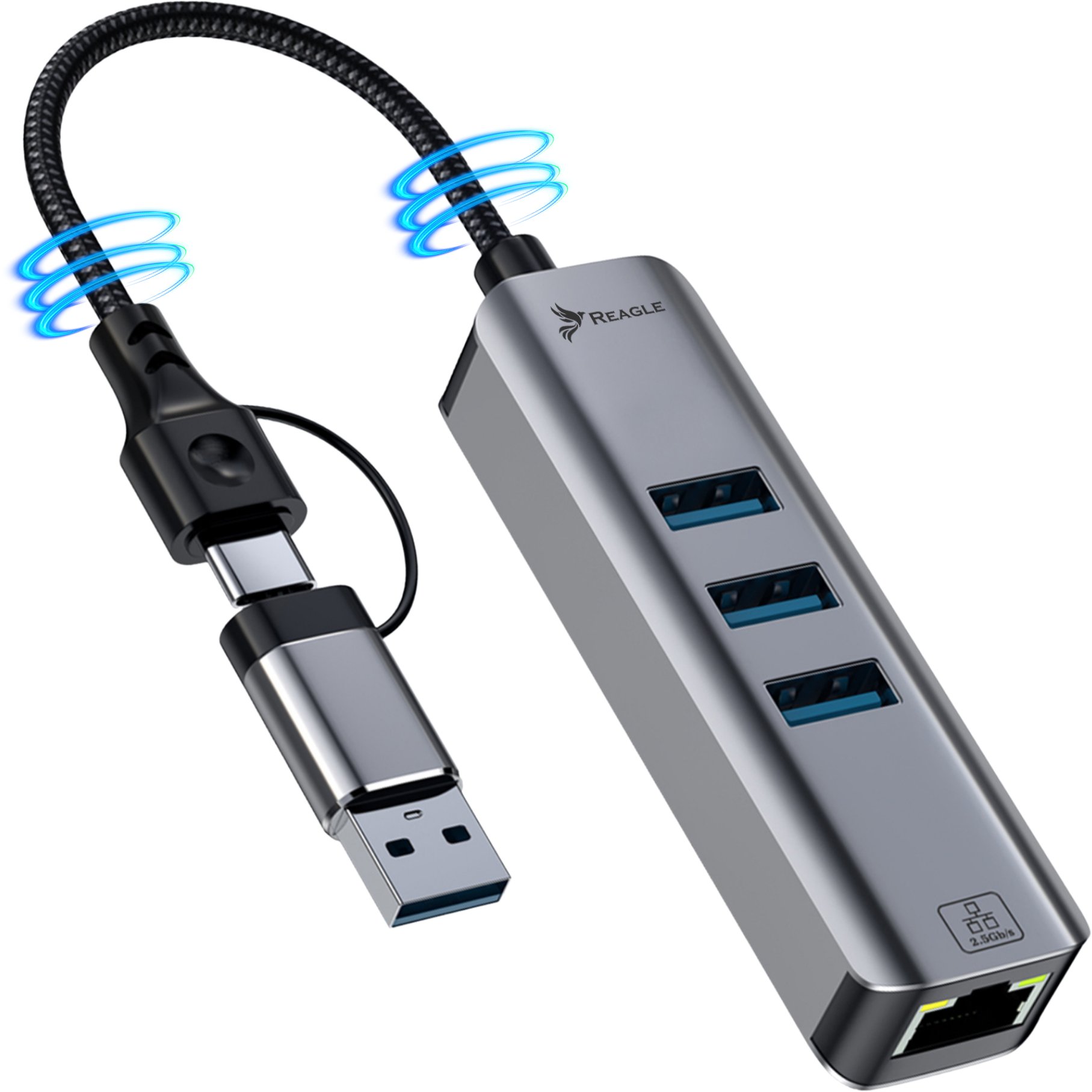 PRZEJŚCIÓWKA HUB USB + USB-C ETHERNET ADAPTER KARTA SIECIOWA LAN RJ45 2.5Gb