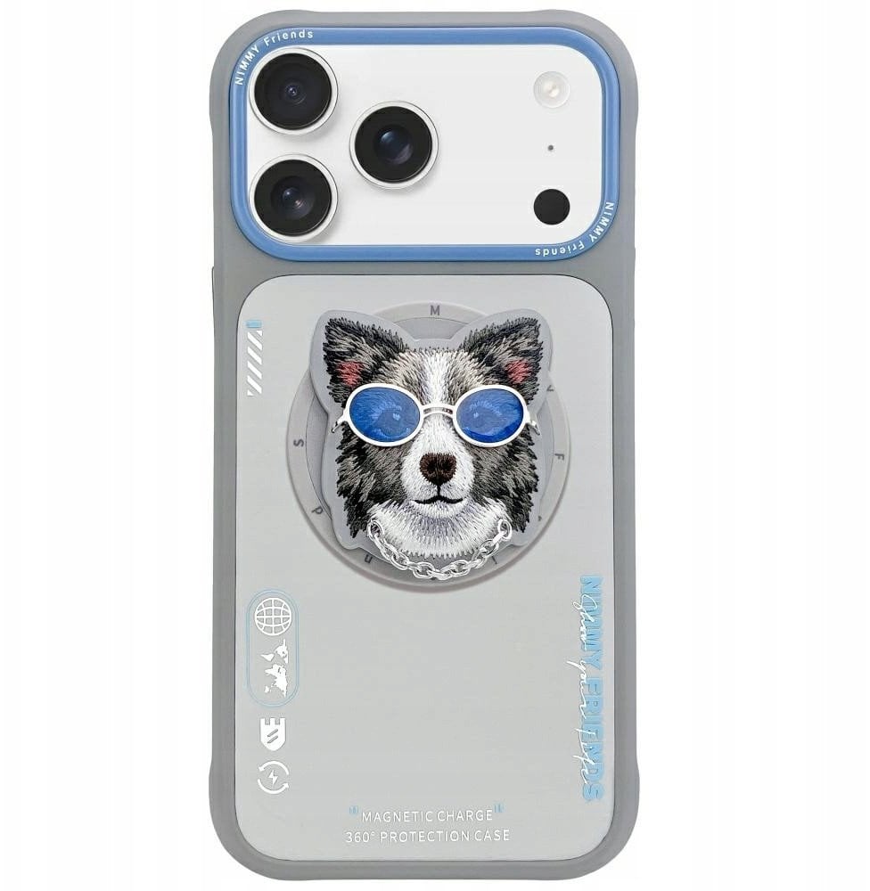 Etui Nimmy Glasses Cool Dog MagSafe do iPhone 17 Pro Max szary