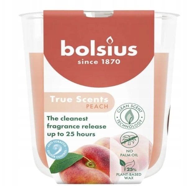 Bolsius Świeca aromatyczna szklana brzoskwiniowa O80x73mm 8717847188601 8717847188601 (8717847188601)