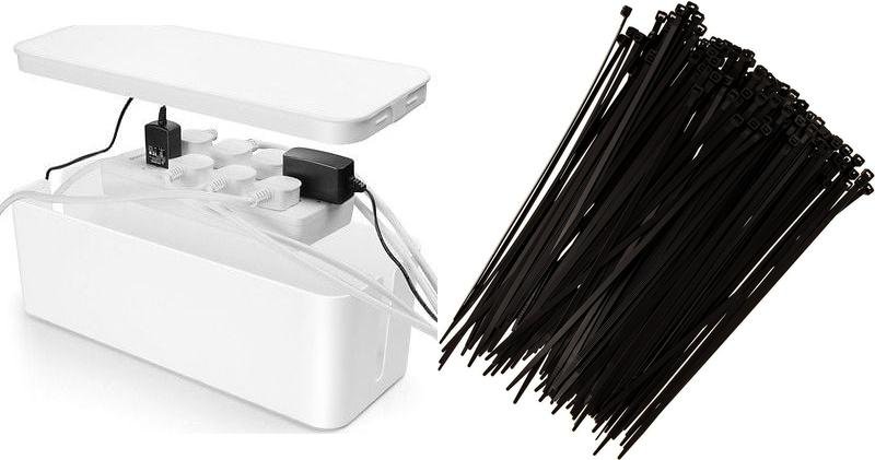 Organizer Mozos Organizer Mozos Maskownica Biały 1 sztuka (KBO-LW) + Opaska zaciskowa Czarny 100 sztuk (MCABLE-S)