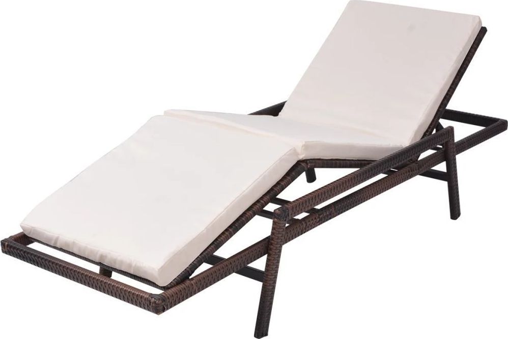 vidaXL leżak ogrodowy z poduszką, polirattan, brązowy (43107)