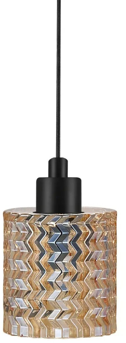 Wisząca lampa nad stół tuba HOLLYWOOD 46483027 szklana bursztynowy czarny