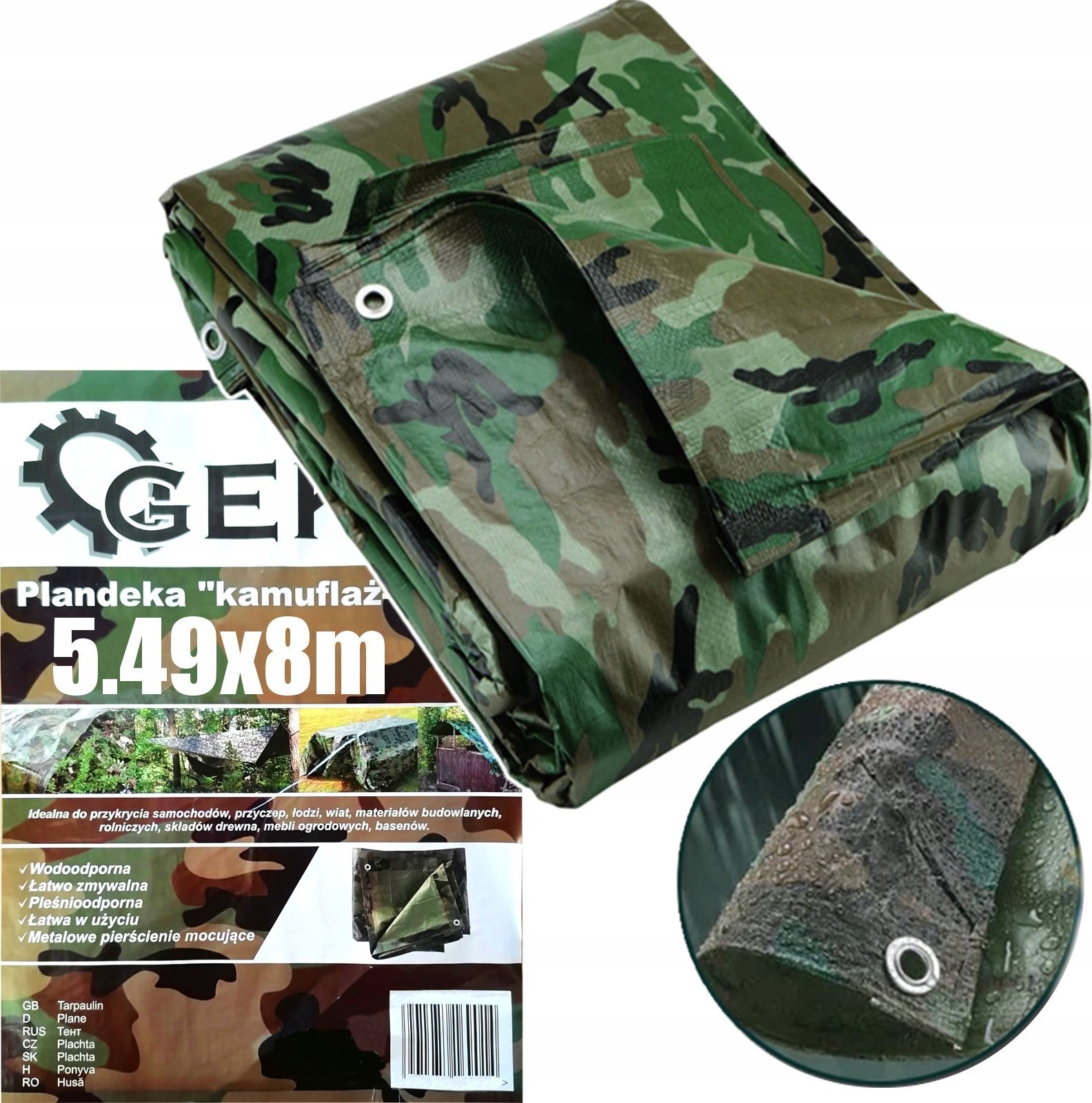 Plandeka Geko Plandeka "kamuflaż-moro" 5,49x8m 100gsm