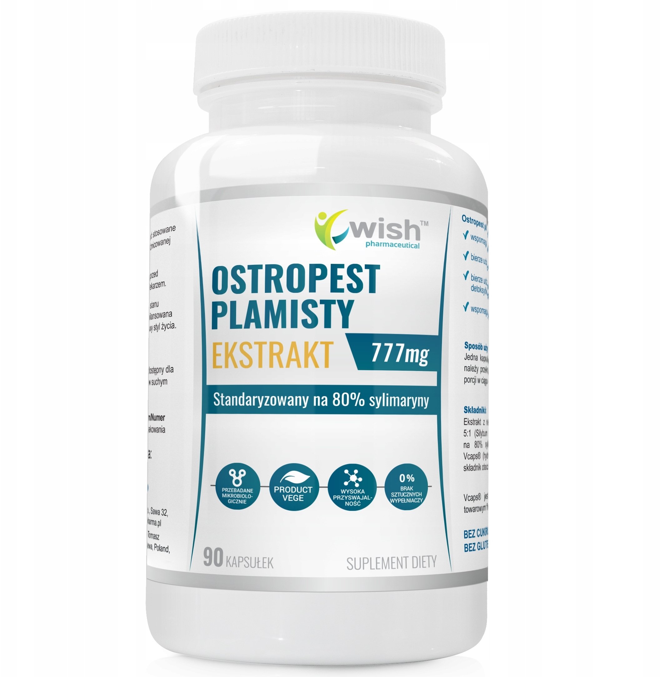 WISH PHARMACEUTICAL_Ostropest Plamisty 77mg suplement diety 90 kapsułek