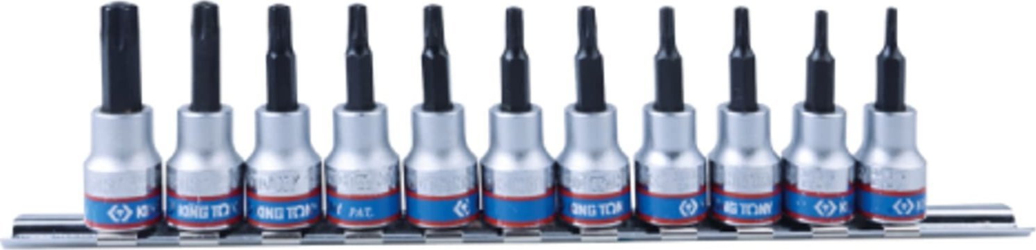 King Tony ZESTAW NASADEK 3/8" TORX Z OTWOREM 11cz. T8 - T50, SZYNA, King Tony