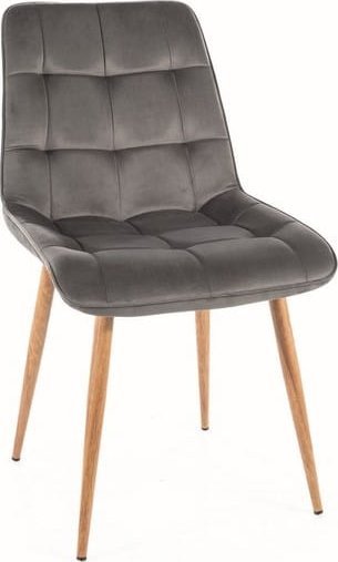 Signal Krzesło CHIC D VELVET szare/dąb SIGNAL