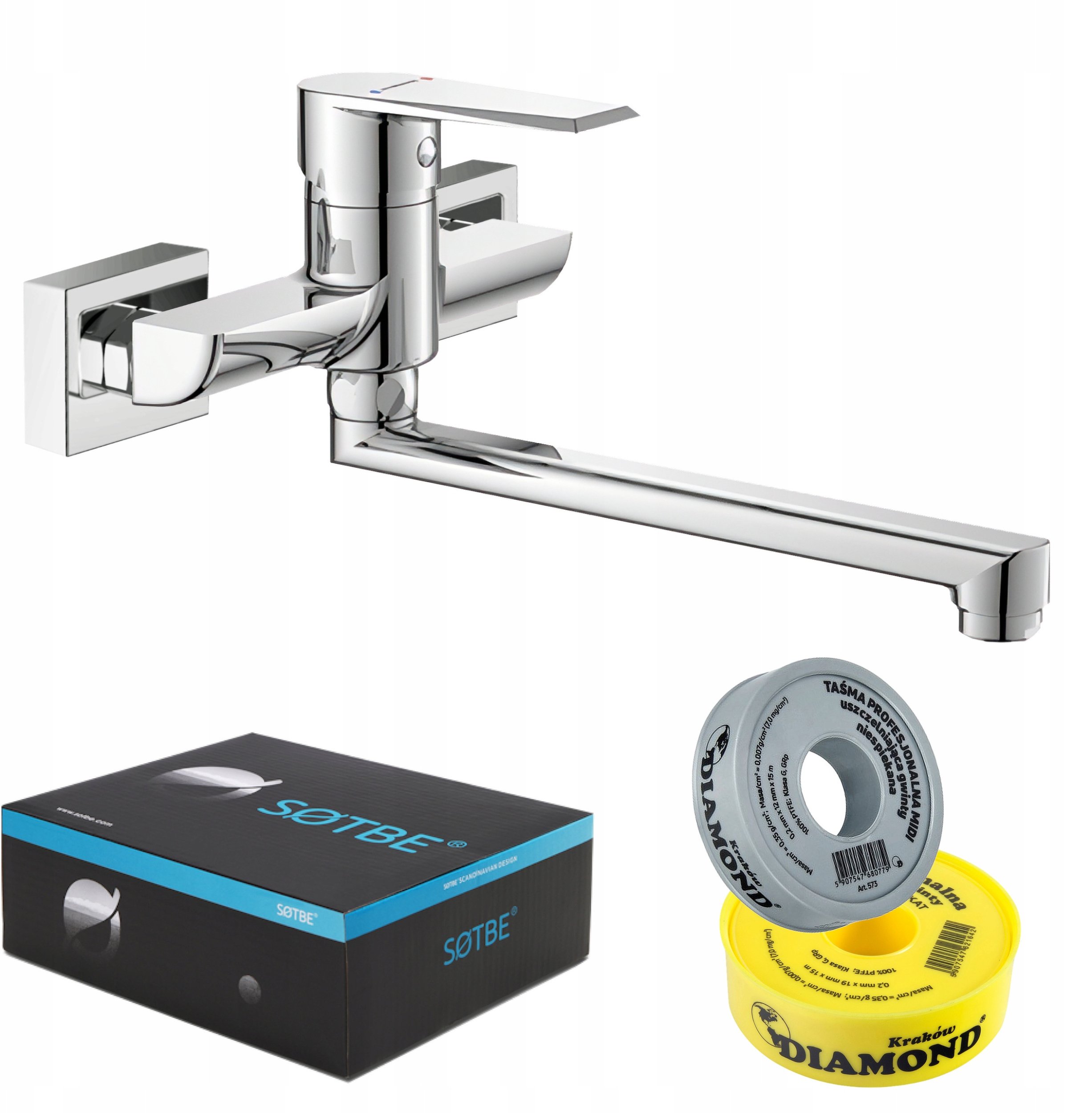 Bateria umywalkowa ścienna RUCHOMA kran ścienny do łazienki do umywalki SOTBE