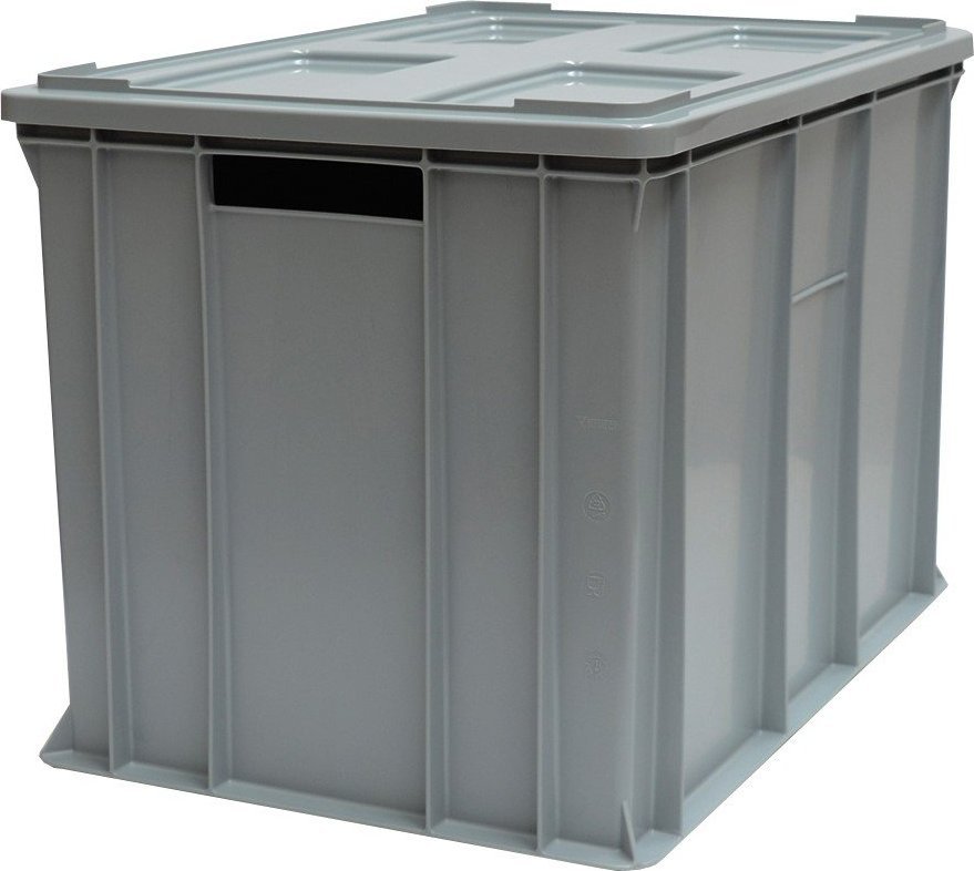 Artech Pojemnik transportowy EURO 410 z pokrywą, dno i ścianki pełne wym. 600 x 400 x 410 mm (kolor: szary)