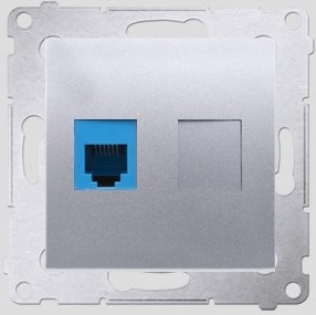 Kontakt-Simon Gniazdo telefoniczne SIMON54 pojedyncze RJ12 srebny - DT1.01/43